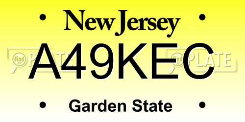 A49KEC New Jersey License Plate