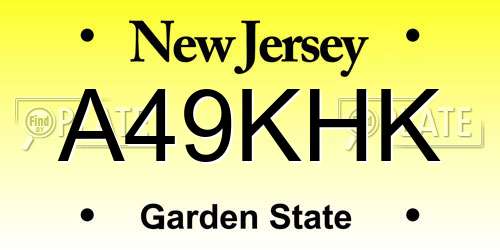 A49KHK New Jersey License Plate