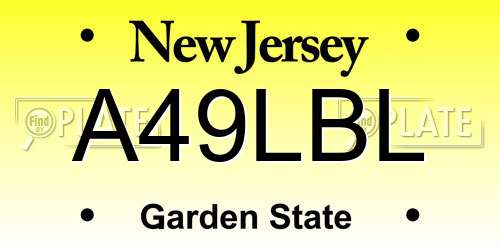 A49LBL New Jersey License Plate