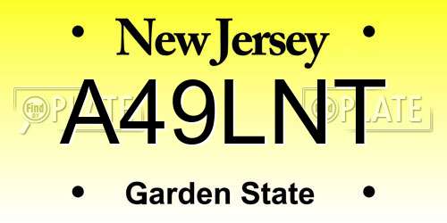 A49LNT New Jersey License Plate