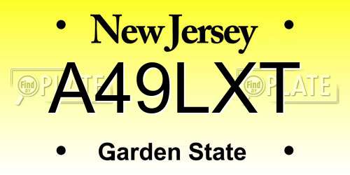 A49LXT New Jersey License Plate