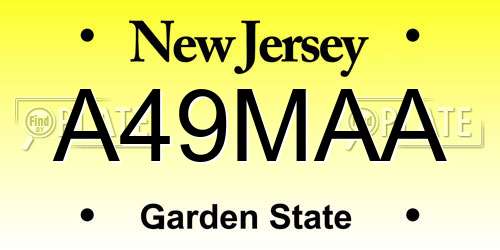A49MAA New Jersey License Plate