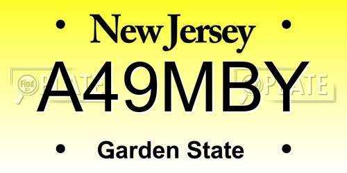 A49MBY New Jersey License Plate