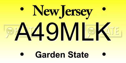 A49MLK New Jersey License Plate