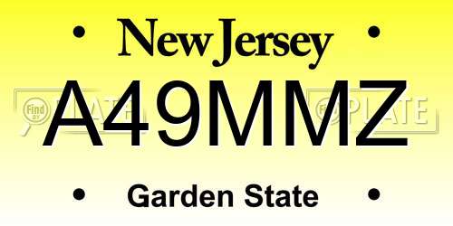 A49MMZ New Jersey License Plate