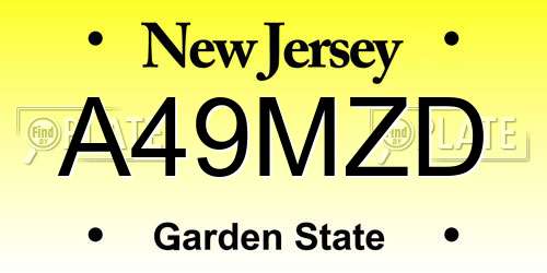 A49MZD New Jersey License Plate