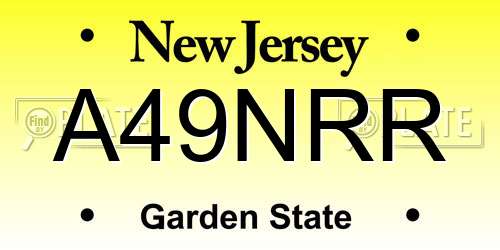 A49NRR New Jersey License Plate