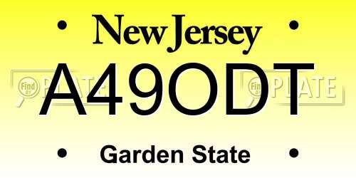 A49ODT New Jersey License Plate