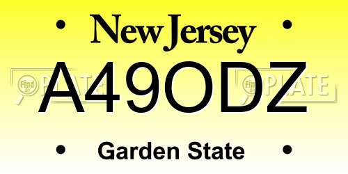 A49ODZ New Jersey License Plate