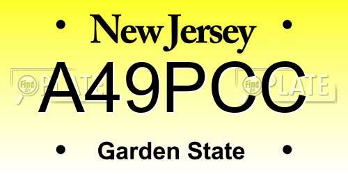 A49PCC New Jersey License Plate