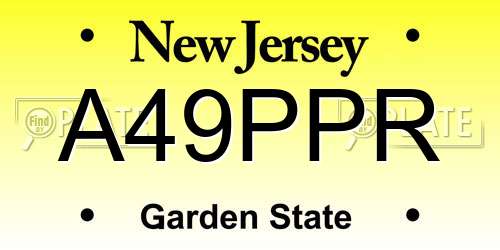 A49PPR New Jersey License Plate