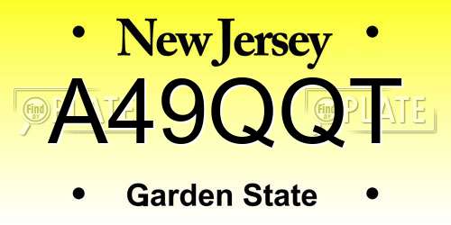 A49QQT New Jersey License Plate