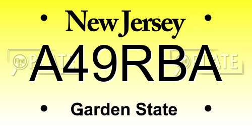 A49RBA New Jersey License Plate