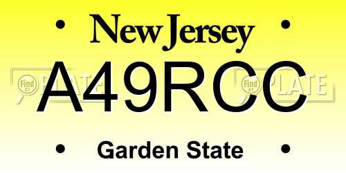 A49RCC New Jersey License Plate