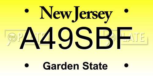 A49SBF New Jersey License Plate