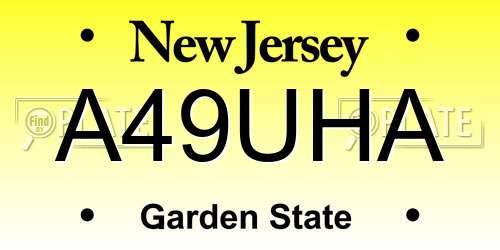A49UHA New Jersey License Plate