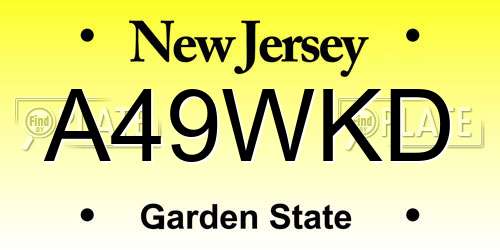 A49WKD New Jersey License Plate