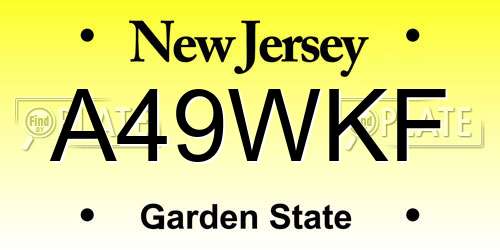 A49WKF New Jersey License Plate
