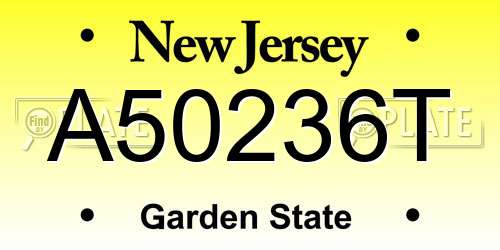 A50236T New Jersey License Plate
