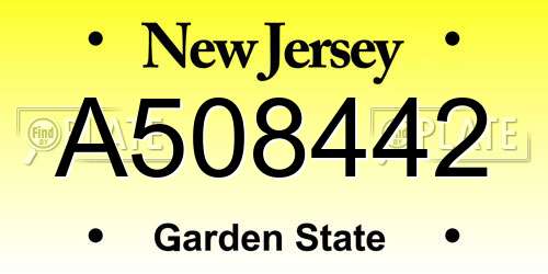 A508442 New Jersey License Plate