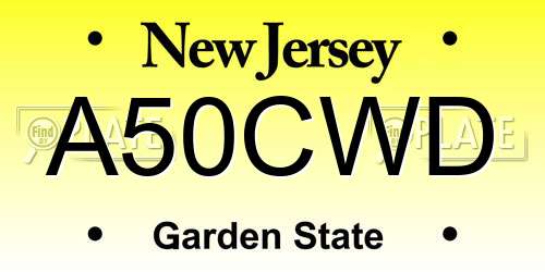 A50CWD New Jersey License Plate