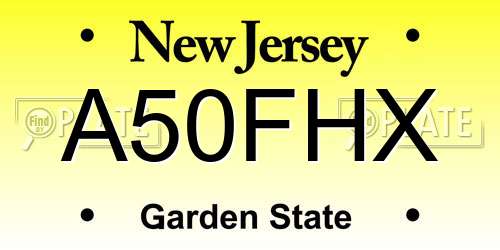 A50FHX New Jersey License Plate