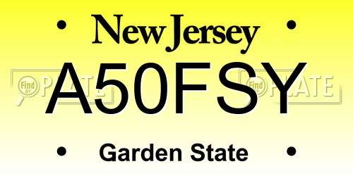 A50FSY New Jersey License Plate
