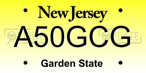 A50GCG New Jersey License Plate