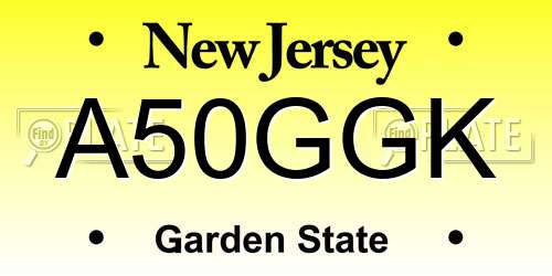 A50GGK New Jersey License Plate