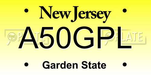 A50GPL New Jersey License Plate