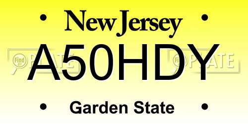 A50HDY New Jersey License Plate