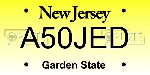 A50JED New Jersey License Plate