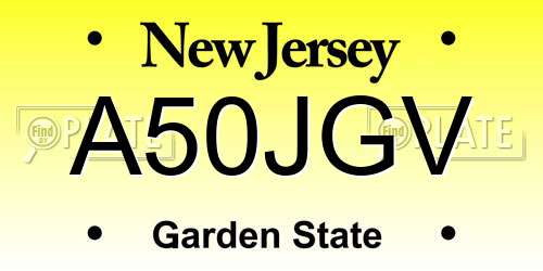 A50JGV New Jersey License Plate