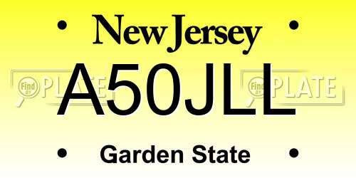 A50JLL New Jersey License Plate