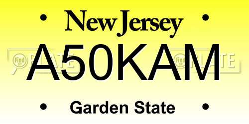A50KAM New Jersey License Plate