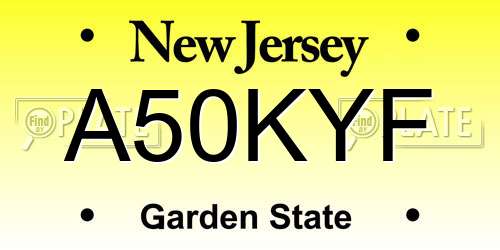 A50KYF New Jersey License Plate