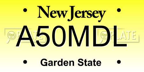 A50MDL New Jersey License Plate