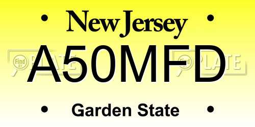 A50MFD New Jersey License Plate