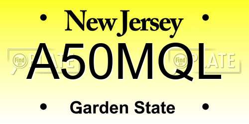 A50MQL New Jersey License Plate