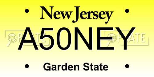 A50NEY New Jersey License Plate