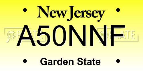 A50NNF New Jersey License Plate
