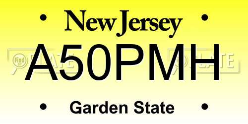 A50PMH New Jersey License Plate