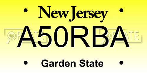 A50RBA New Jersey License Plate