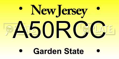 A50RCC New Jersey License Plate