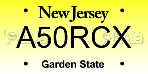 A50RCX New Jersey License Plate