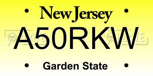 A50RKW New Jersey License Plate