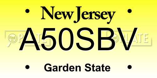 A50SBV New Jersey License Plate