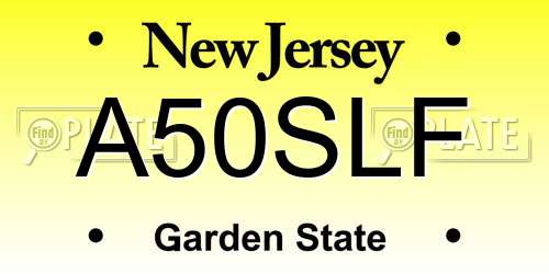 A50SLF New Jersey License Plate