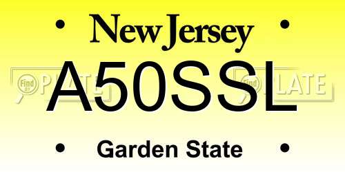 A50SSL New Jersey License Plate