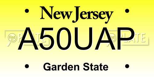 A50UAP New Jersey License Plate